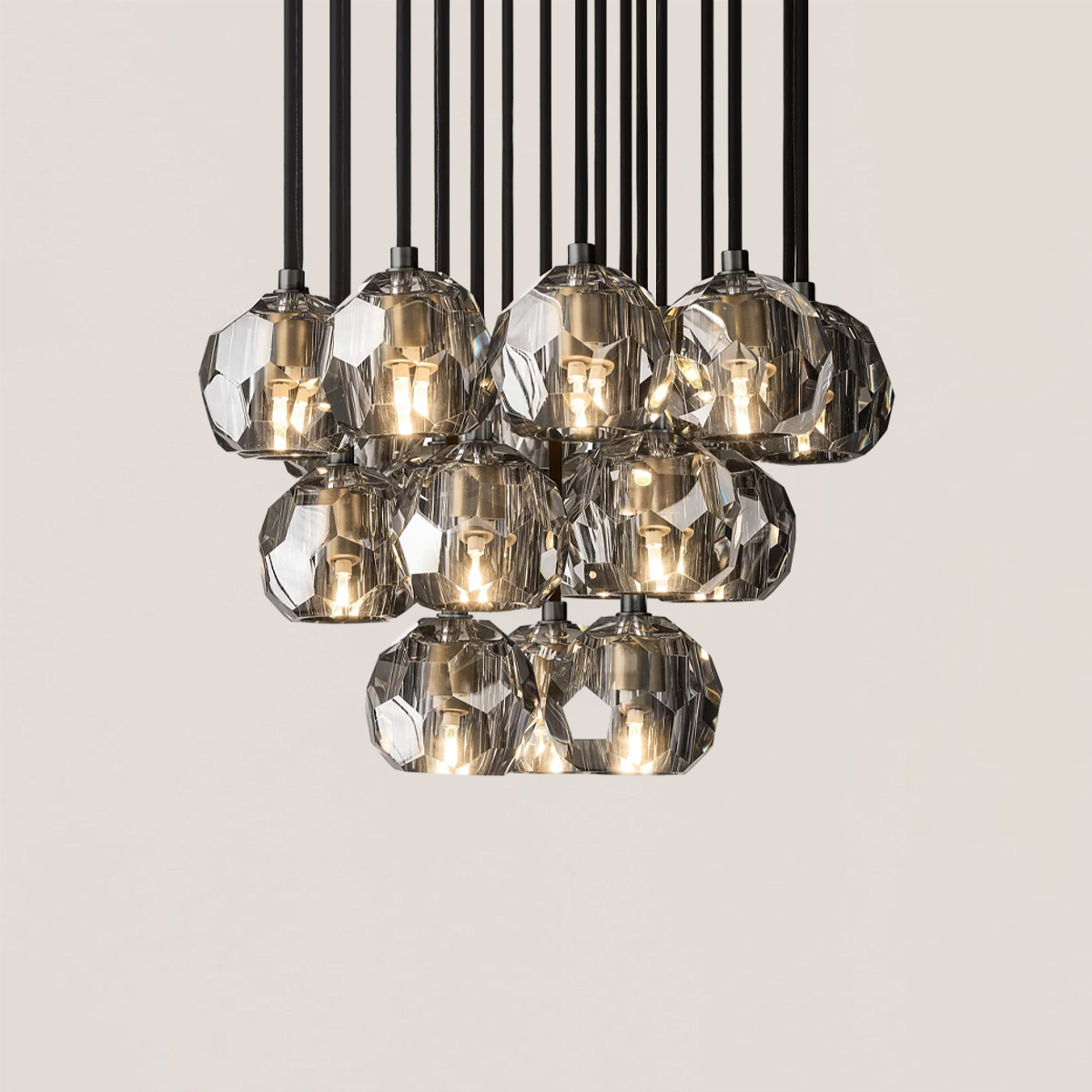 Boule De Crystal Round Cluster Chandelier-VaseLamps