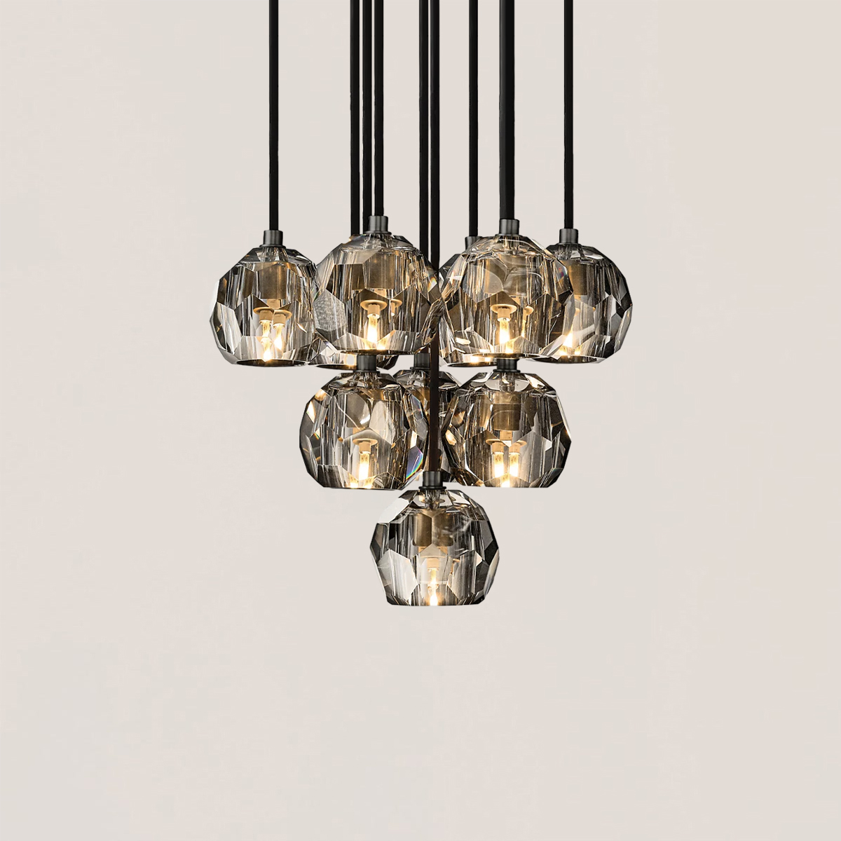 Boule De Crystal Round Cluster Chandelier-VaseLamps