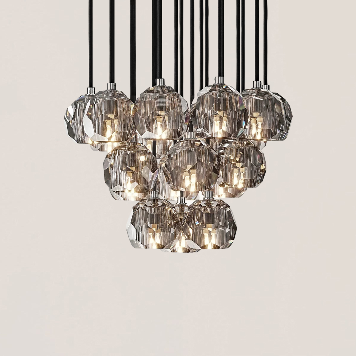 Boule De Crystal Round Cluster Chandelier-VaseLamps