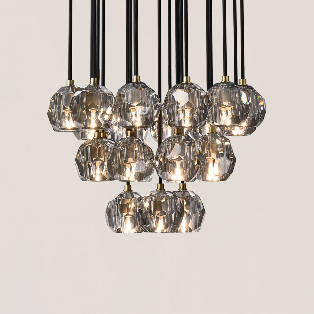 Boule De Crystal Round Cluster Chandelier-VaseLamps