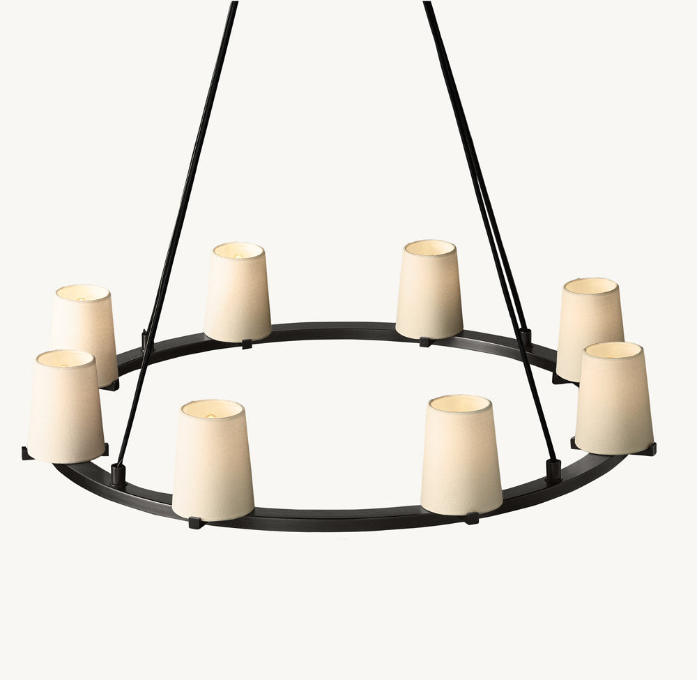 Pauillac Fabric Shade Round Chandelier 36"-VaseLamps