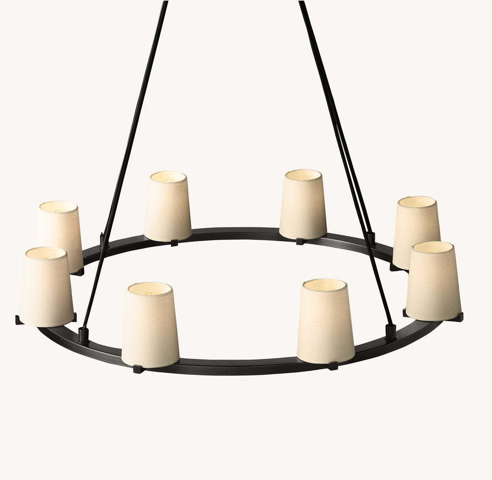 Pauillac Fabric Shade Round Chandelier 36"-VaseLamps