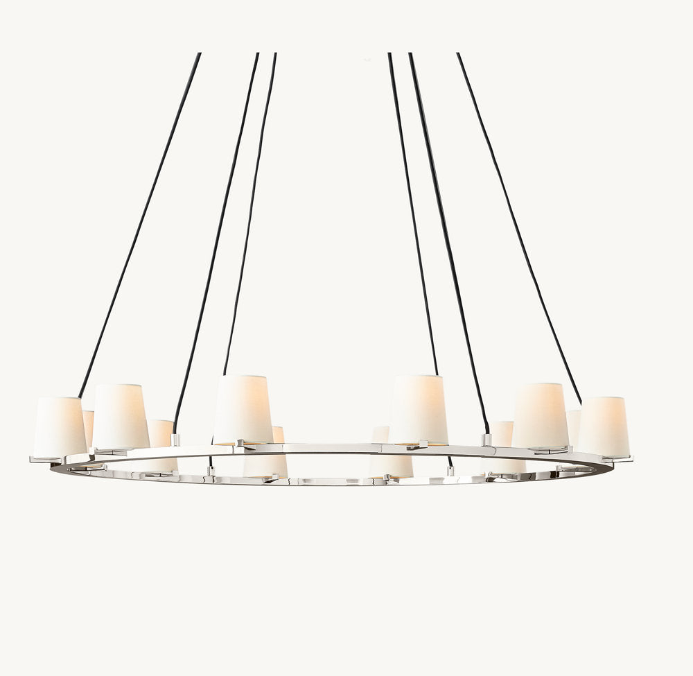 Pauillac Fabric Shade Round Chandelier 48"-VaseLamps