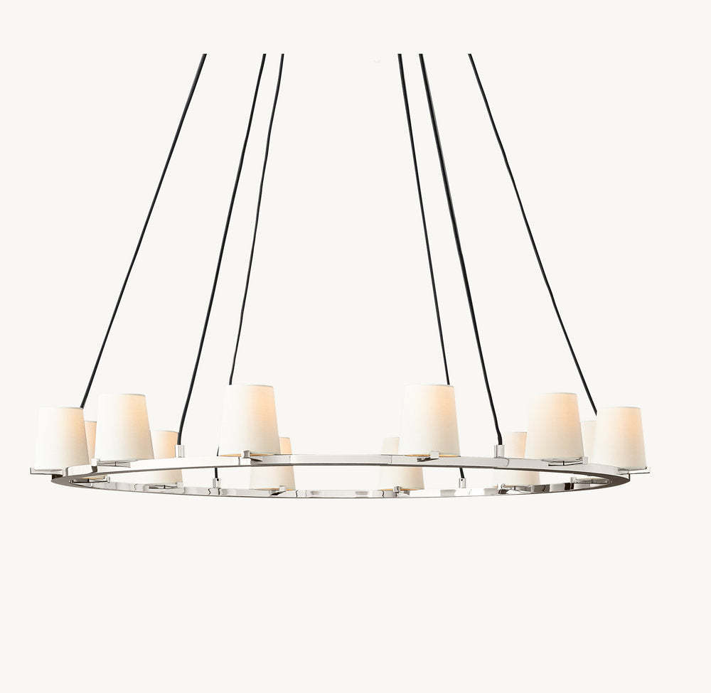 Pauillac Fabric Shade Round Chandelier 48"-VaseLamps