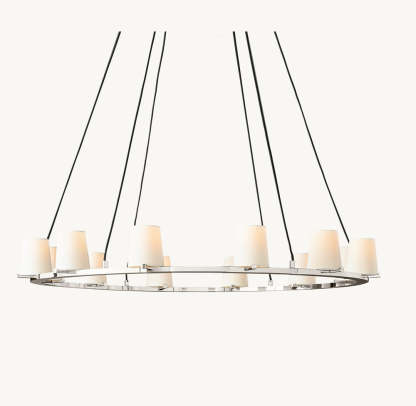 Pauillac Fabric Shade Round Chandelier 48"-VaseLamps