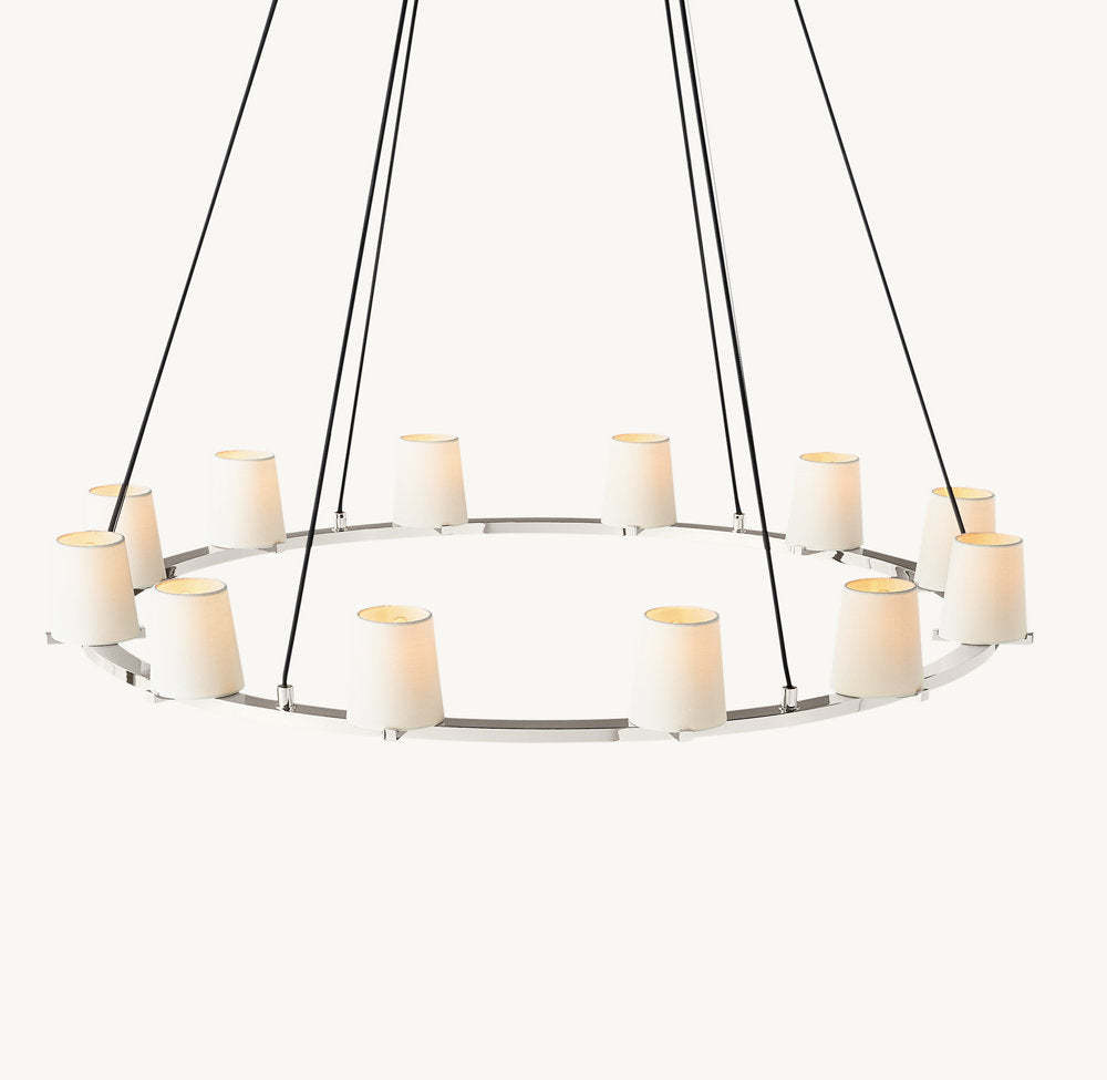 Pauillac Fabric Shade Round Chandelier 48"-VaseLamps