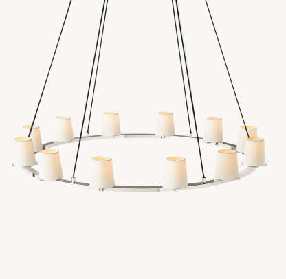 Pauillac Fabric Shade Round Chandelier 48"-VaseLamps