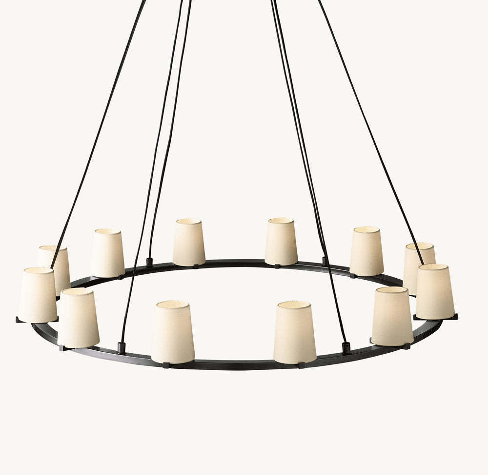 Pauillac Fabric Shade Round Chandelier 48"-VaseLamps