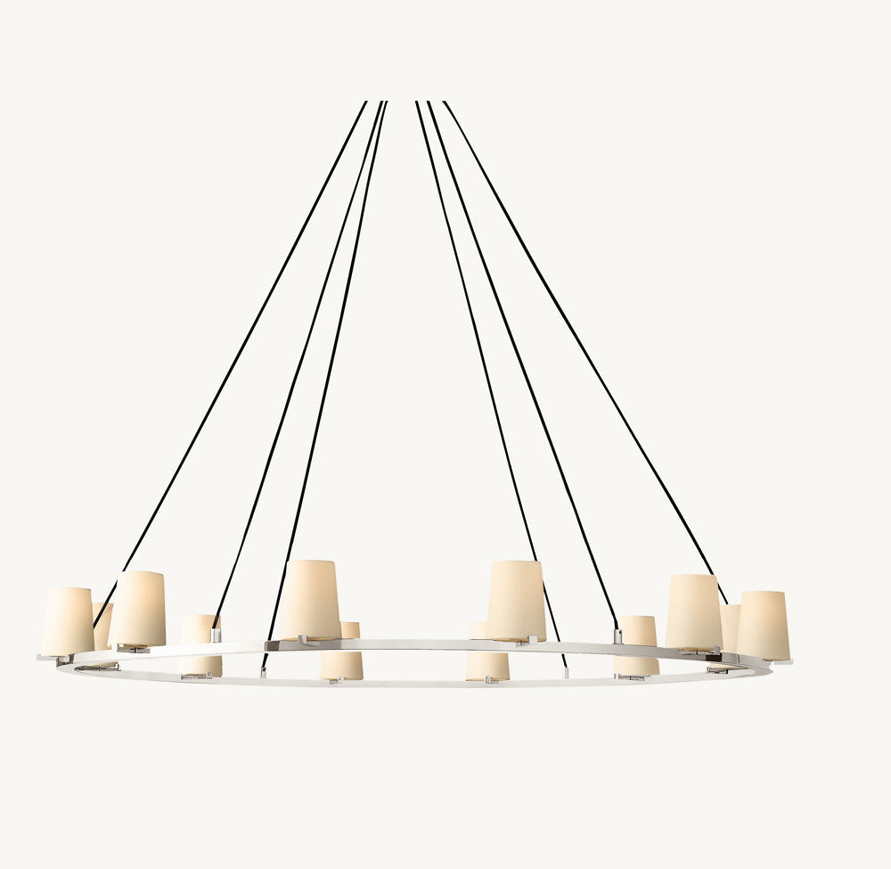 Pauillac Fabric Shade Round Chandelier 60"-VaseLamps