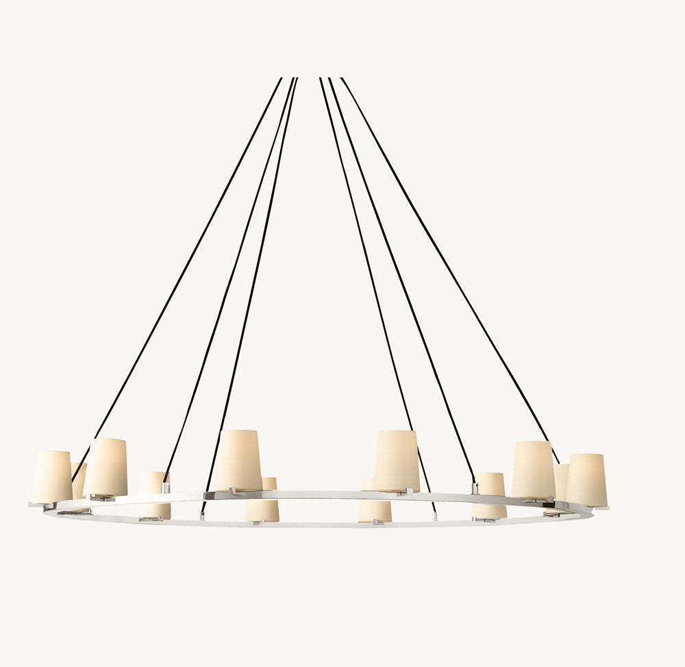 Pauillac Fabric Shade Round Chandelier 60"-VaseLamps