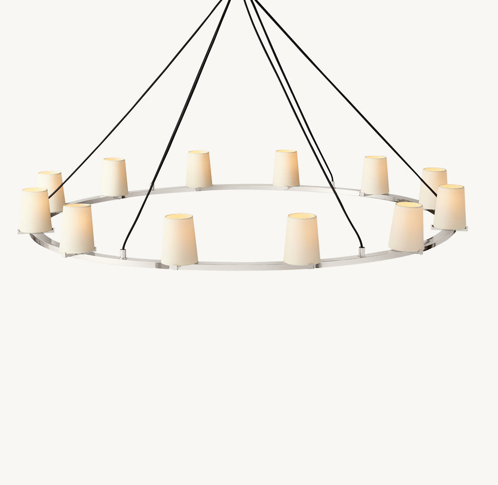 Pauillac Fabric Shade Round Chandelier 60"-VaseLamps