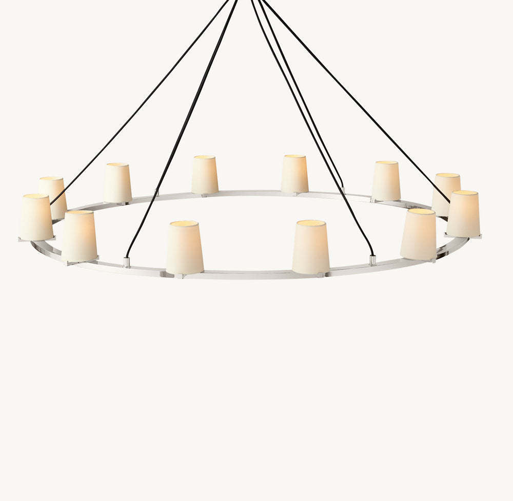 Pauillac Fabric Shade Round Chandelier 60"-VaseLamps