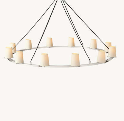 Pauillac Fabric Shade Round Chandelier 60"-VaseLamps