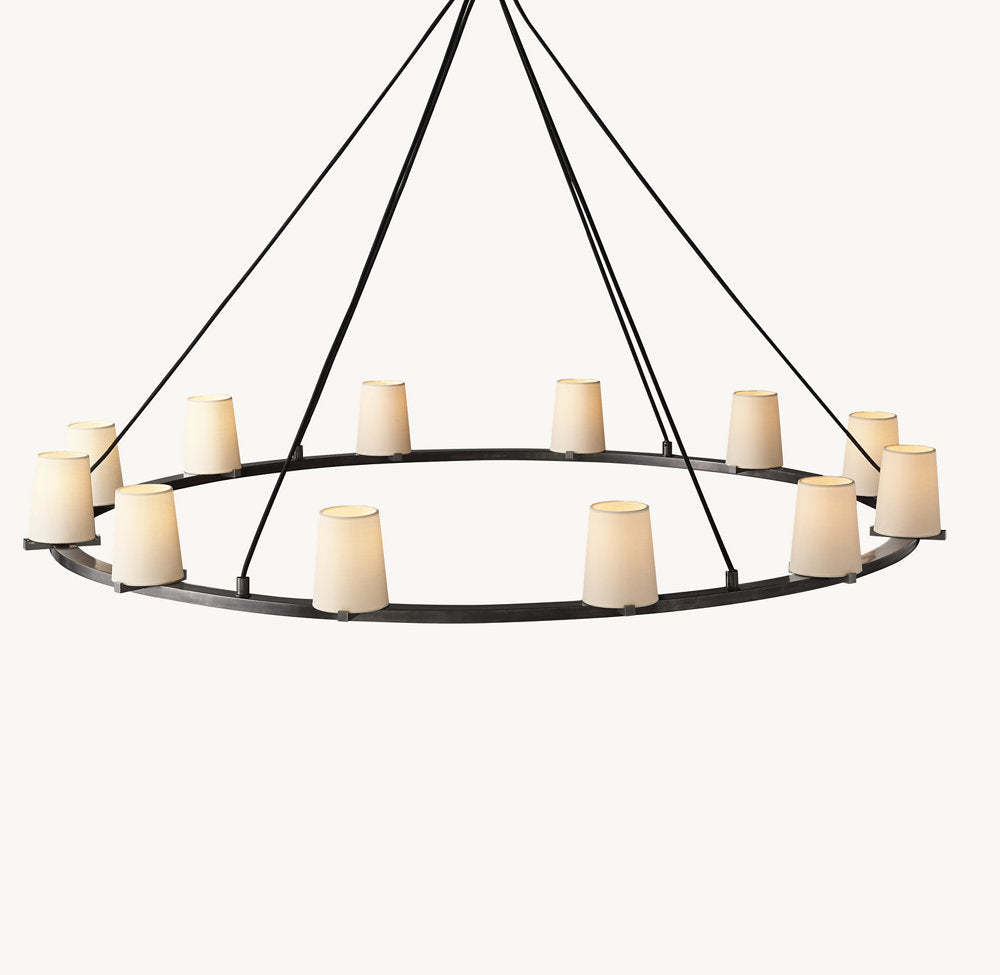 Pauillac Fabric Shade Round Chandelier 60"-VaseLamps