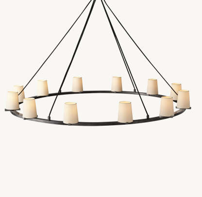 Pauillac Fabric Shade Round Chandelier 60"-VaseLamps