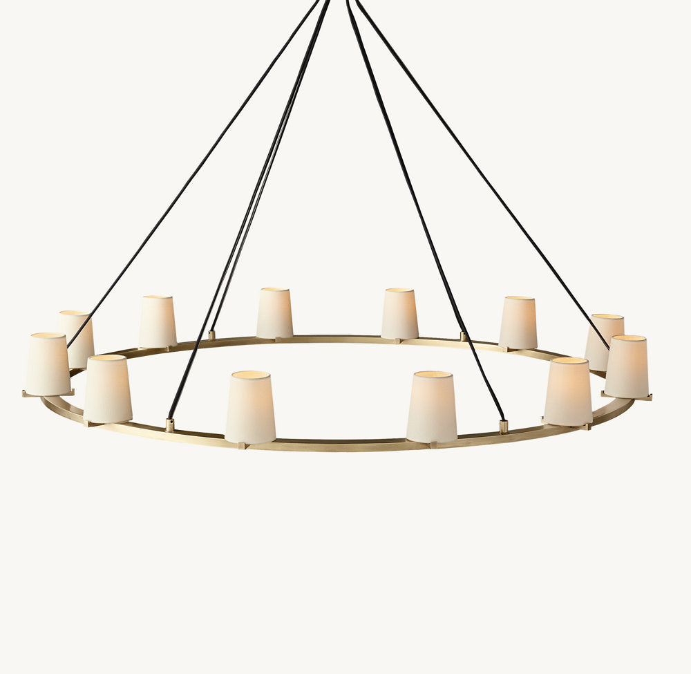 Pauillac Fabric Shade Round Chandelier 60"-VaseLamps