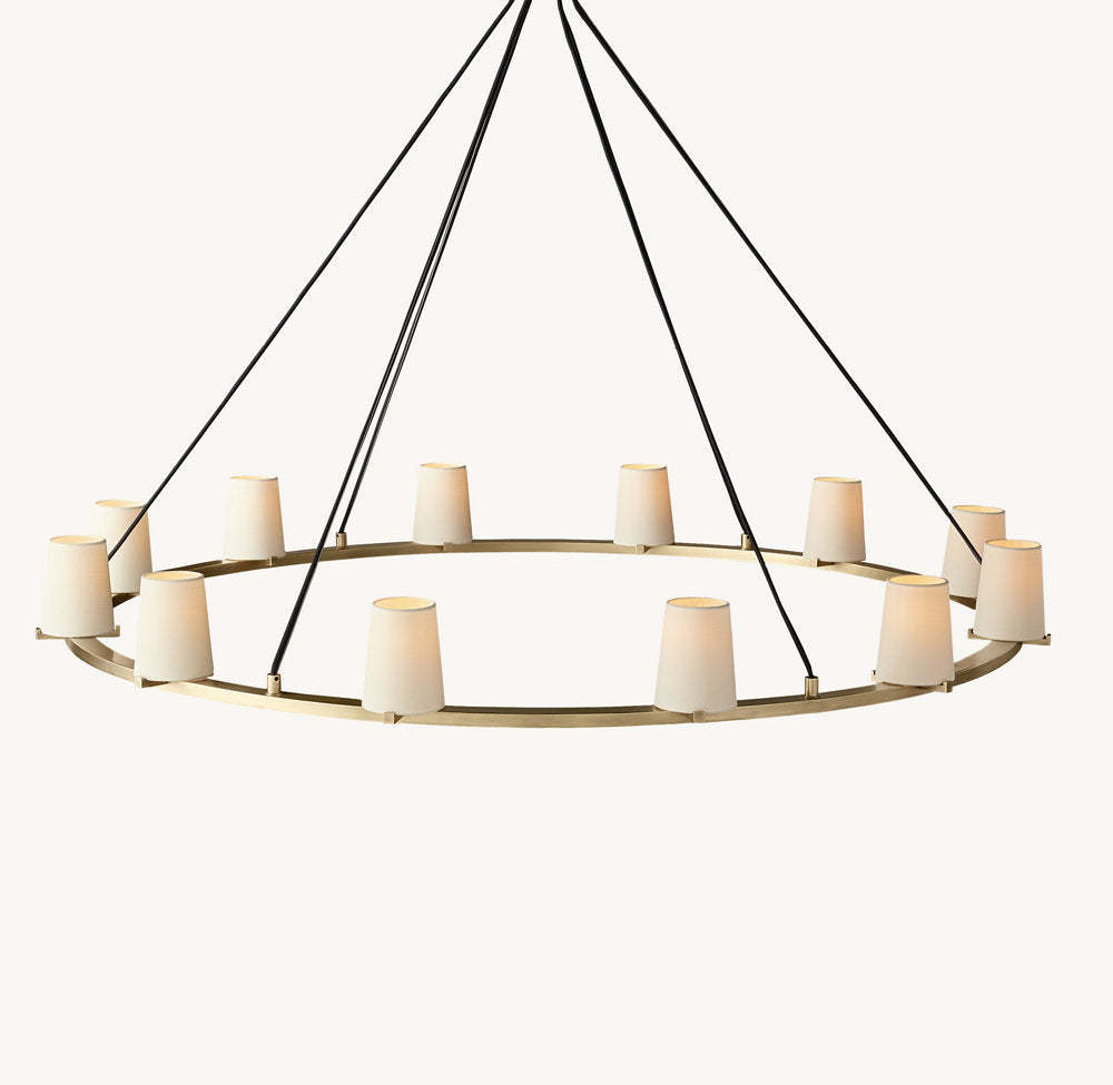 Pauillac Fabric Shade Round Chandelier 60"-VaseLamps