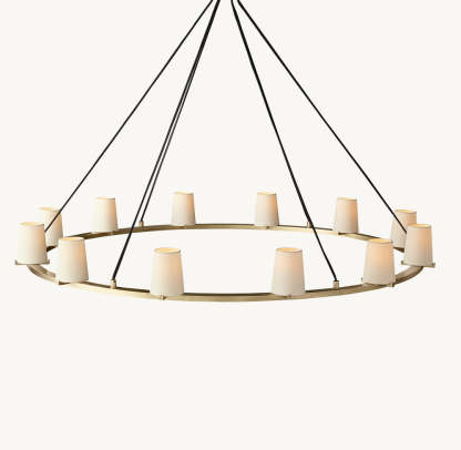 Pauillac Fabric Shade Round Chandelier 60"-VaseLamps