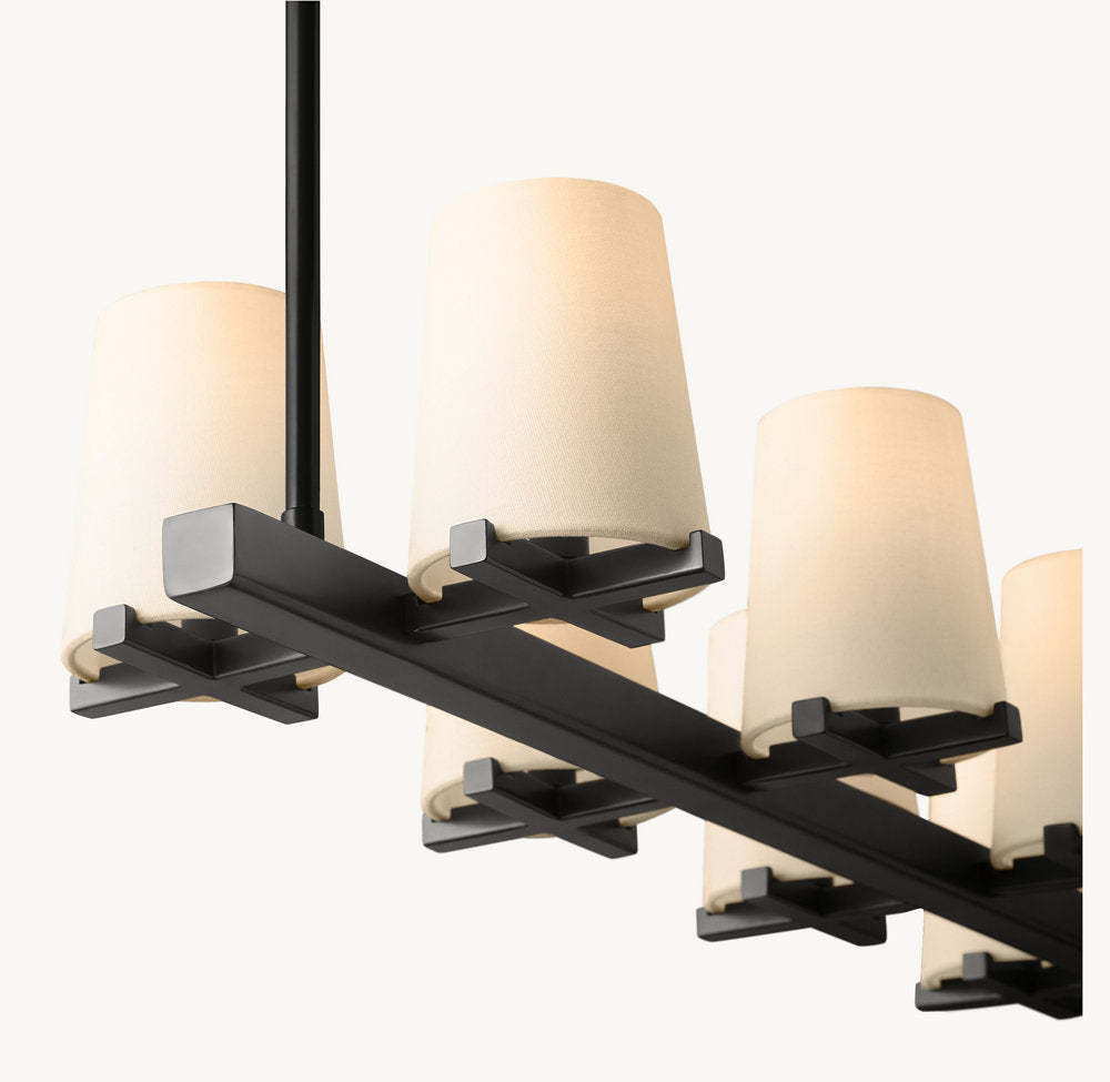 Pauillac Fabric Shade Linear Chandelier 49"-VaseLamps