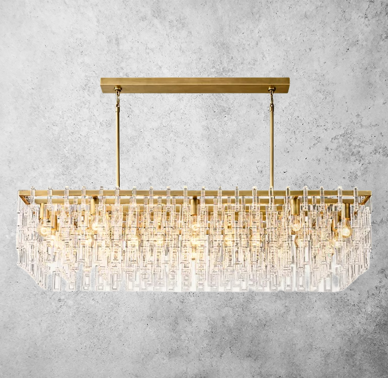 Marignan Tiered Crystal Rectangular Chandelier 60"