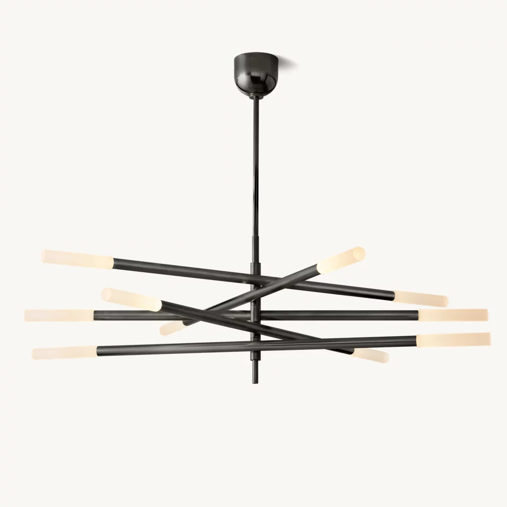 Rousseau 10-Light Mobile Etched Rod Chandelier-VaseLamps