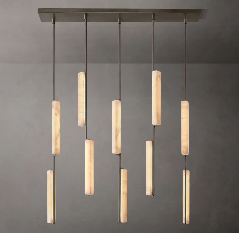 Audubon Modern Short Alabaster Linear Chandelier 54"
