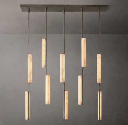Audubon Modern Short Alabaster Linear Chandelier 54"