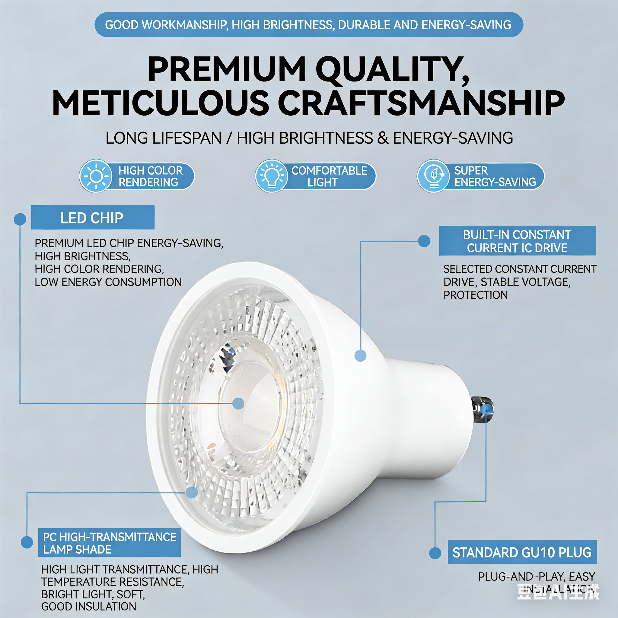 CANMEIJIA GU10 Bulb, Wide Voltage, 5W, Tri-color Dimming