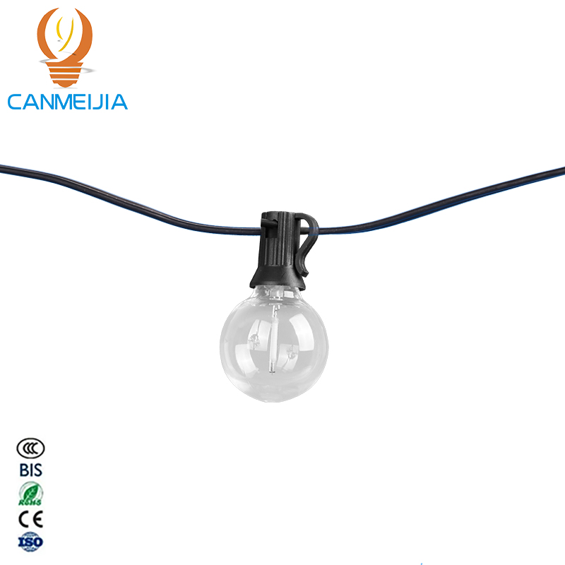 CANMEIJIA Solar Light String 001 with Remote Control, 10+1 DC24V E12 Base G40 Warm Light Bulbs