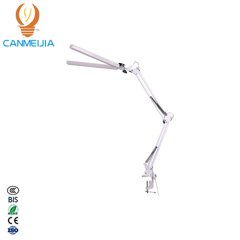 CANMEIJIA Desk Lamp Double-Head Folding Model 002, with Mechanical Arm, Clamp-Type Installation, and Three-Color Dimming