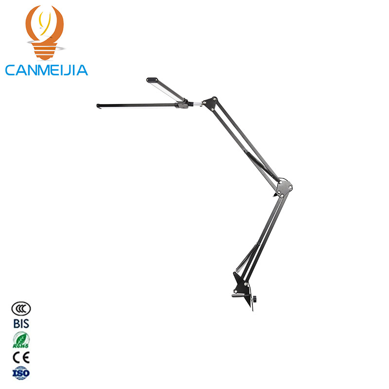 CANMEIJIA Desk Lamp Double-Head Folding Model 002, with Mechanical Arm, Clamp-Type Installation, and Three-Color Dimming