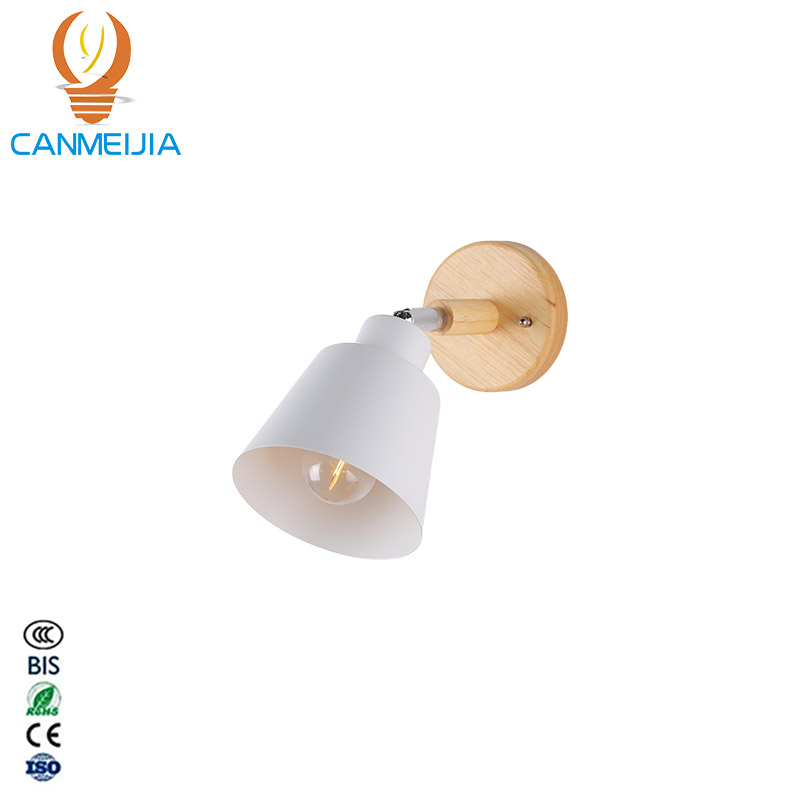 CANMEIJIA  Wall lamp with wooden base, E27 socket (light bulb not included)