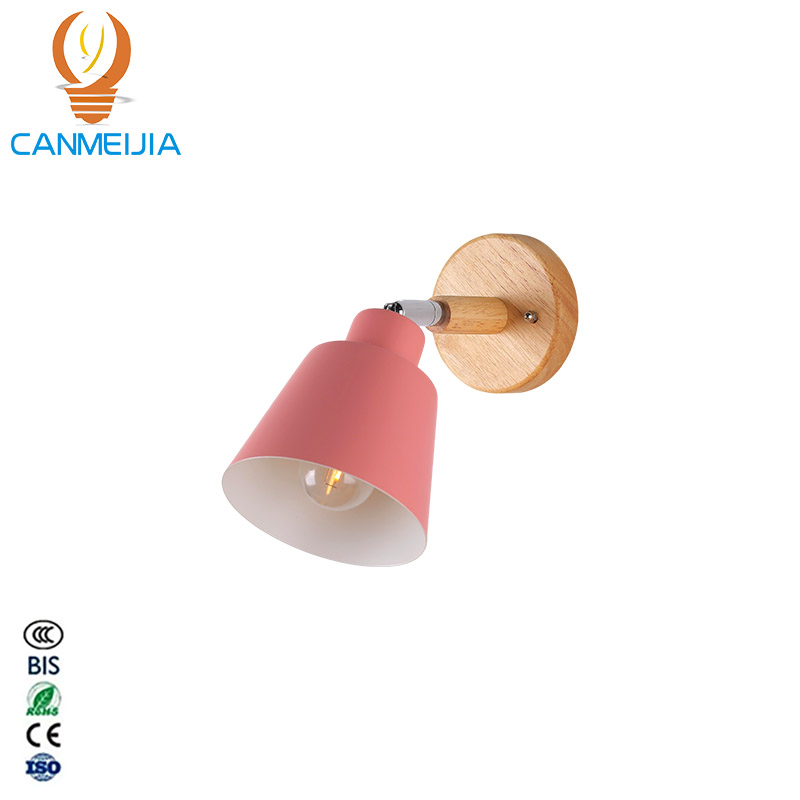 CANMEIJIA  Wall lamp with wooden base, E27 socket (light bulb not included)