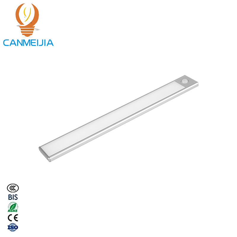 CANMEIJIA  Cabinet light, aluminum alloy, USB-powered, motion-activated, silver color, three-color stepless dimming