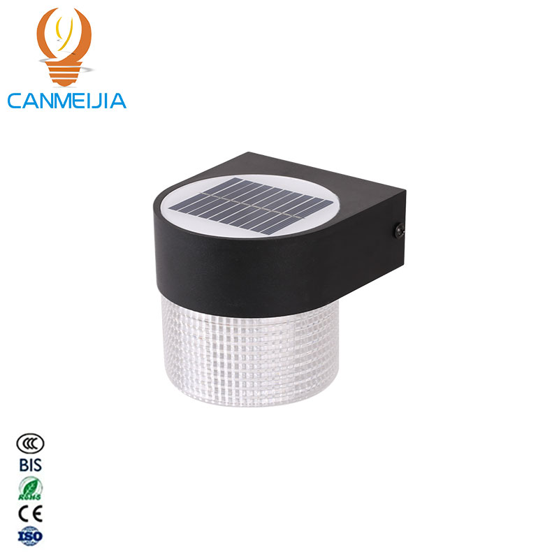 CANMEIJIA  Solar Wall Lamp, Model 001, Square Pattern Crystal Shade, Dual Color with DIP Switch