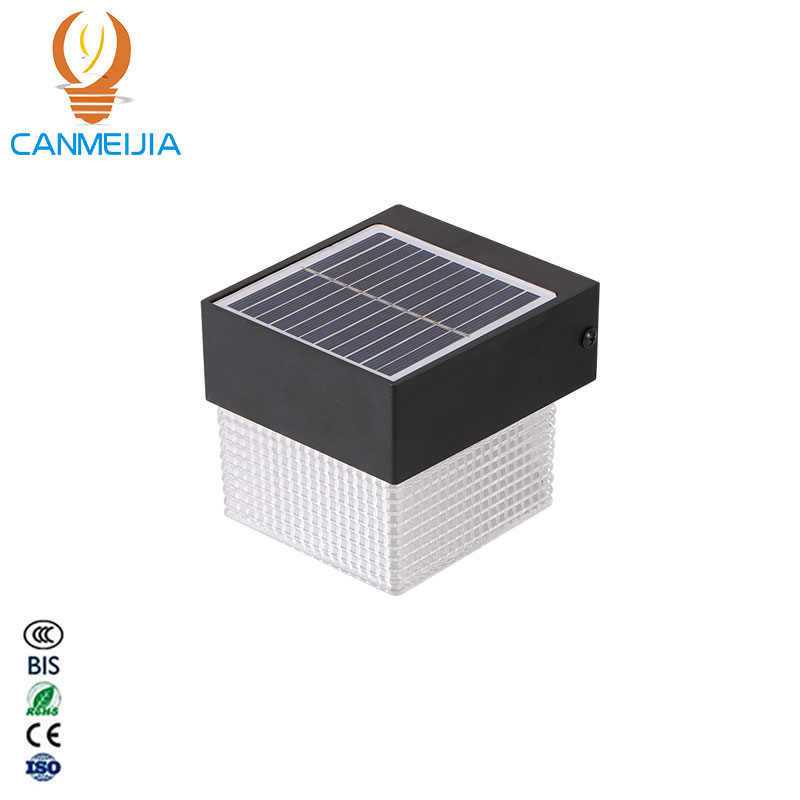 CANMEIJIA  Solar Wall Lamp, Model 001, Square Pattern Crystal Shade, Dual Color with DIP Switch