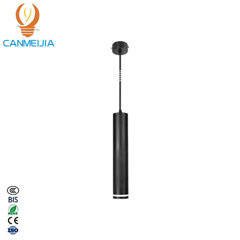 CANMEIJIA  Dining room pendant light with cylindrical design and acrylic halo, uses GU10 bulb