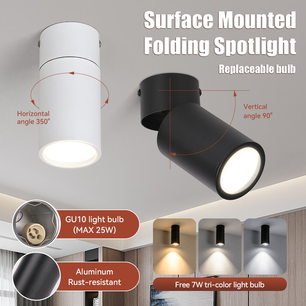 GU10 model surface-mounted folding spotlight