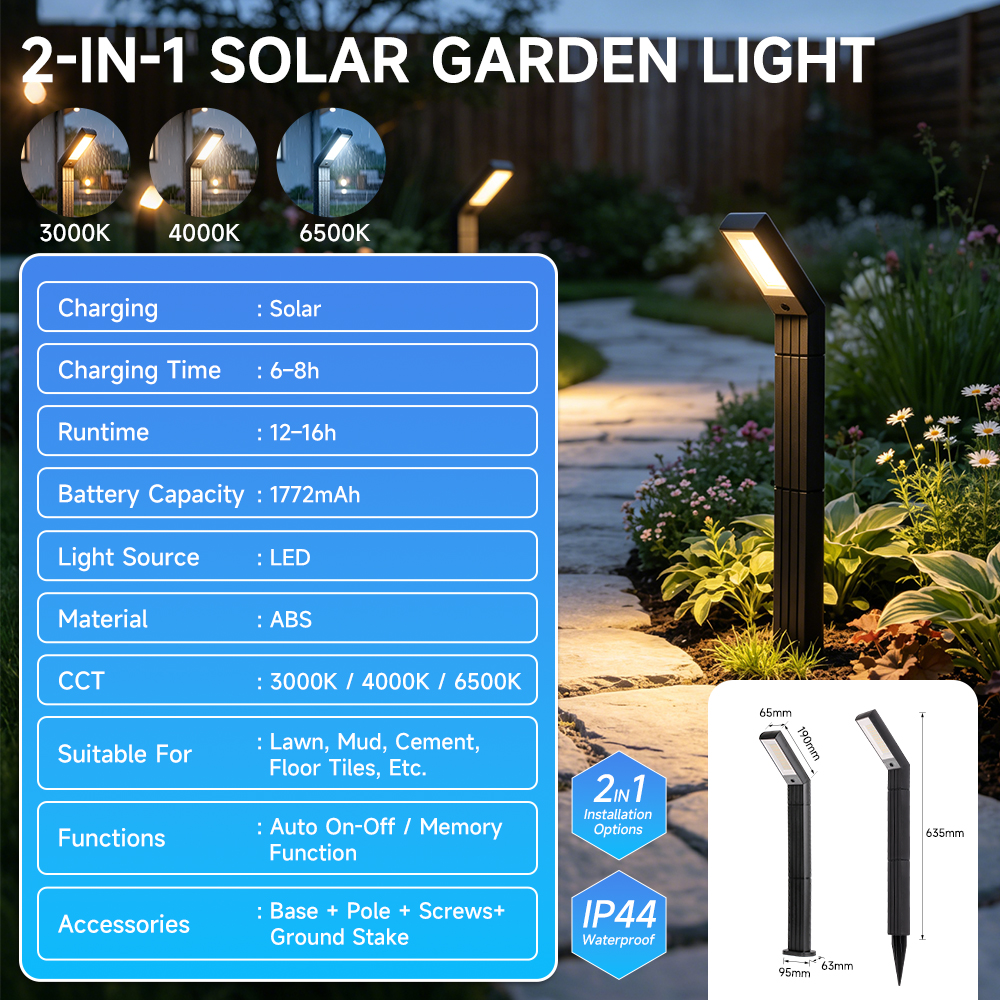 Solar Lawn Light Model 002 – 2-in-1 Ground-Insert/Freestanding Design
