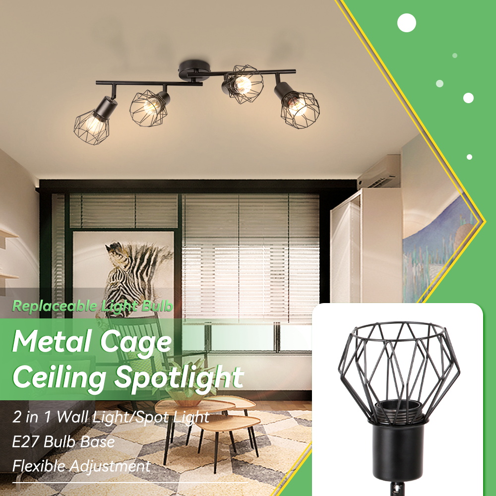 CANMEIJIA  Cage-style ceiling spotlight, E27 lamp holder (light source not included)