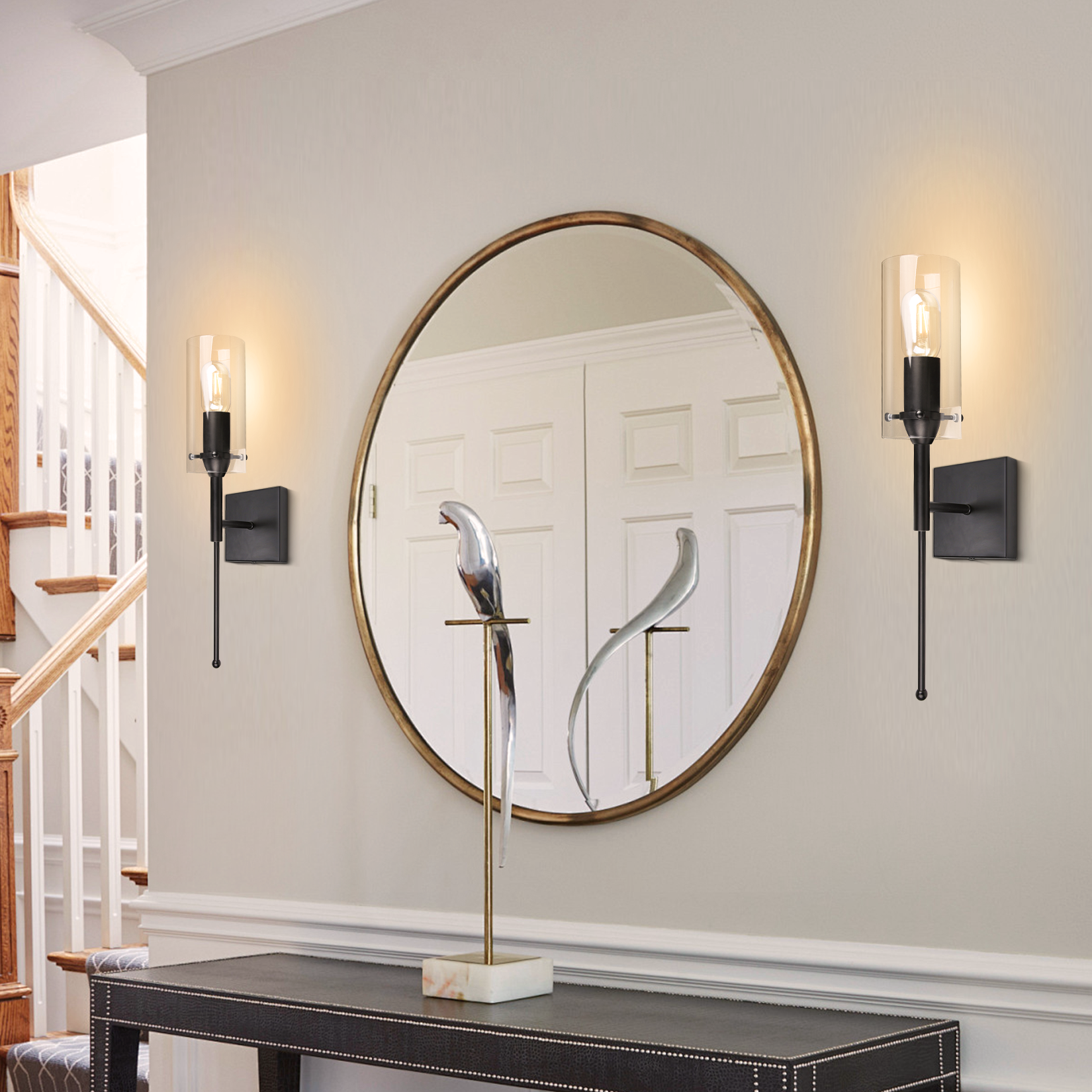 CANMEIJIA  Wall lamp glass model 001 single head black/gold square base 