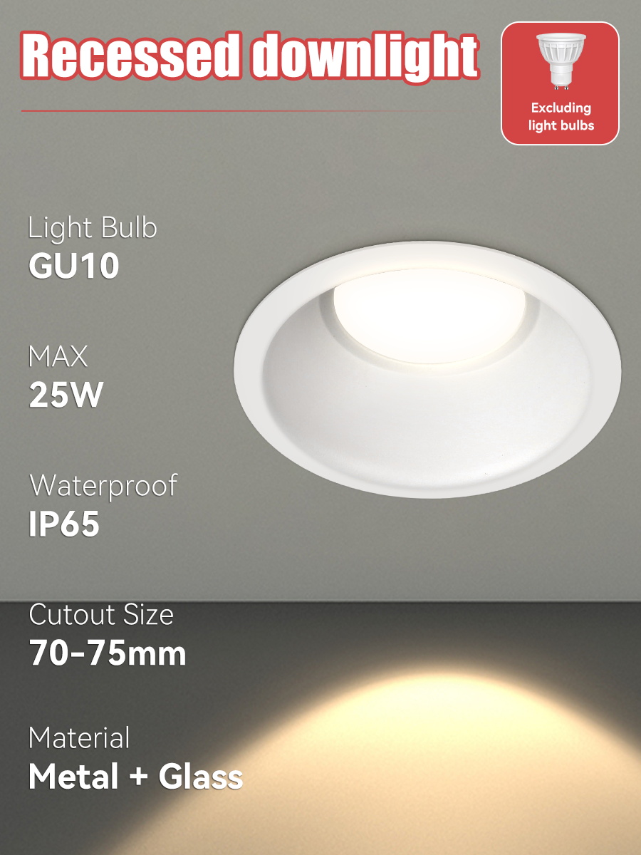 CANMEIJIA  Recessed downlight, GU10 base, metal casing, models 8816/8850/8851 