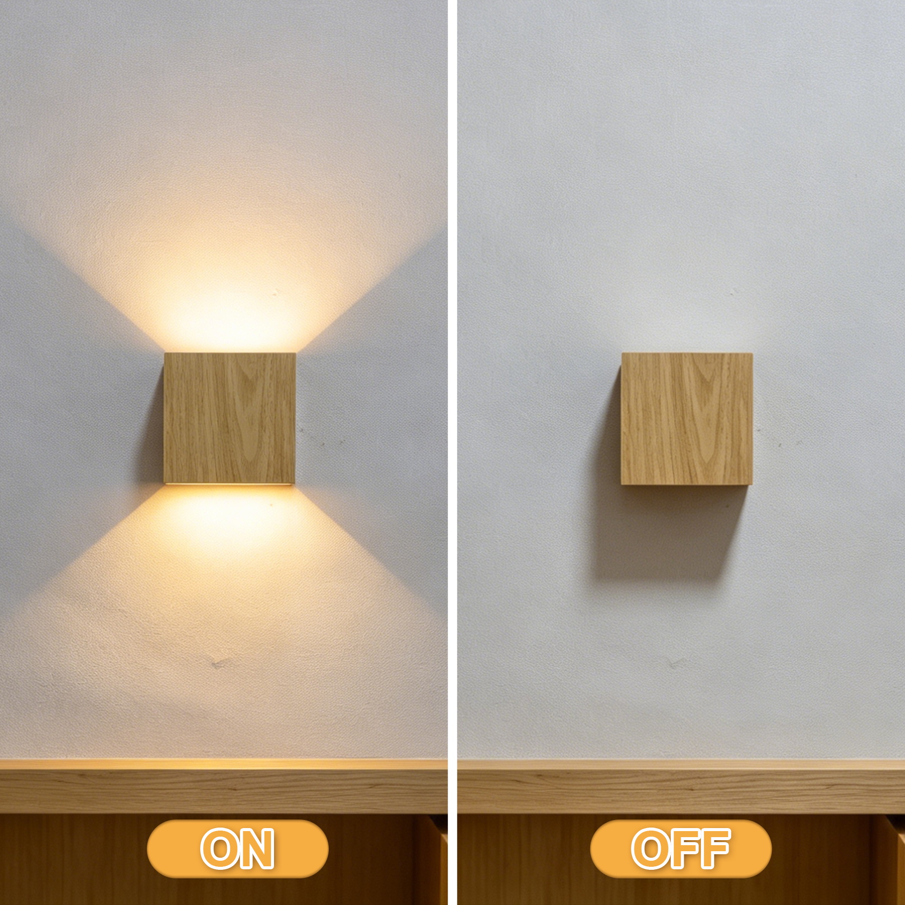 CANMEIJIA Wall Light BDA-01 (Aluminum Split-Design Model) – Natural Wood & Walnut Finish – 12W Warm Light
