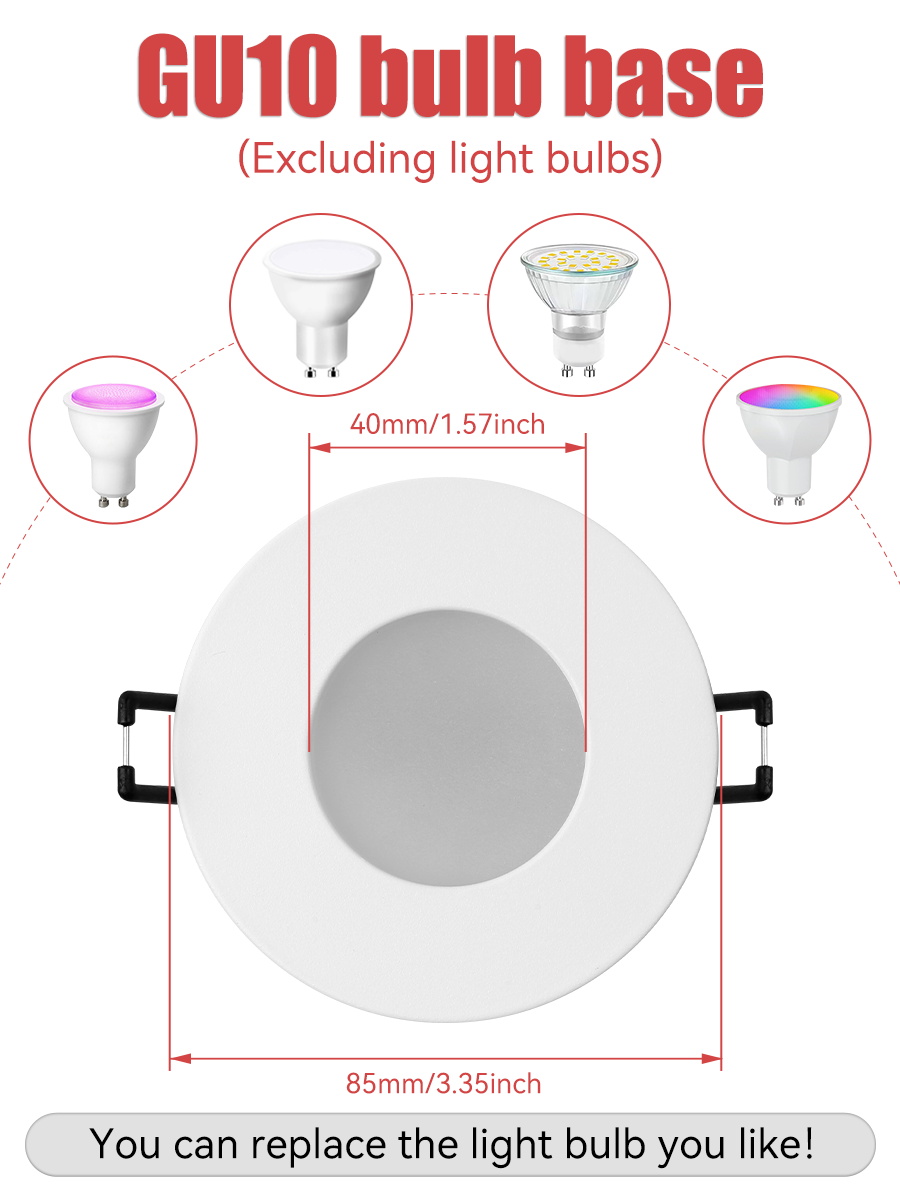 CANMEIJIA  Recessed downlight, GU10 base, metal casing, models 8816/8850/8851 