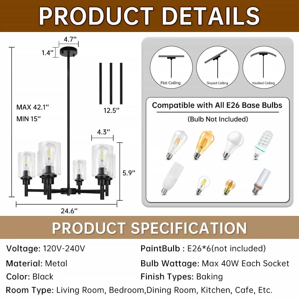 CANMEIJIA chandeliers retro style 002 without a light source E26 light head
