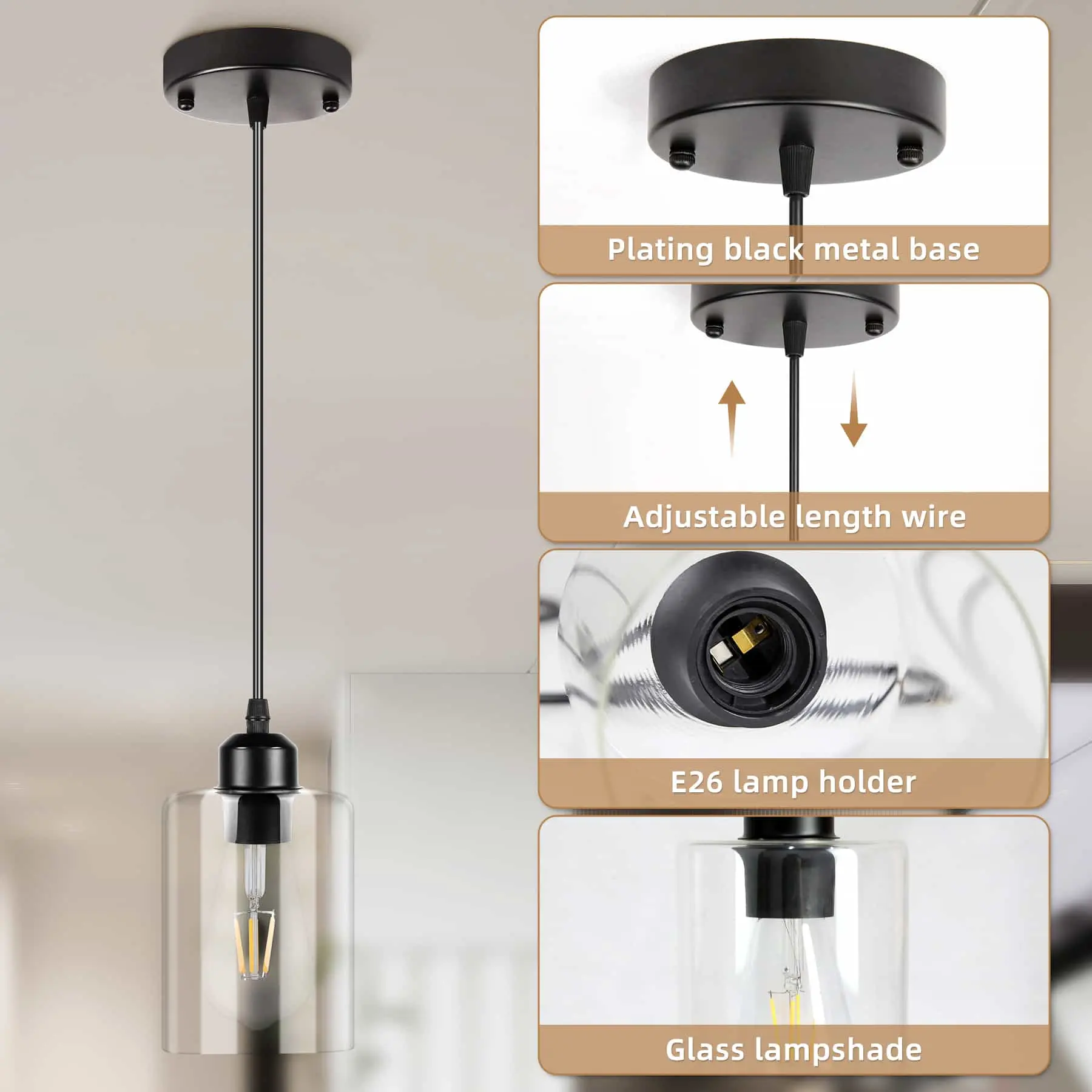 CANMEIJIA chandeliers 002 glass without light source E26 light head-CANMEILIGHTS