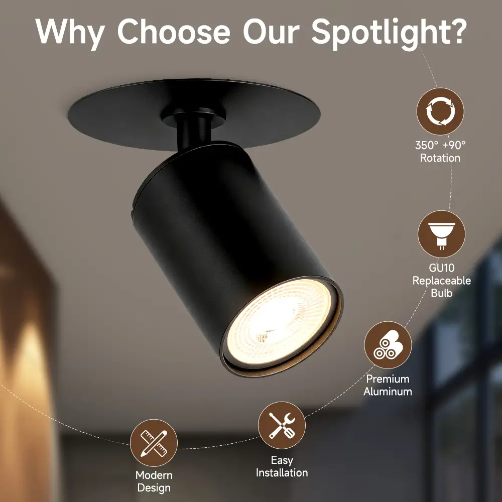 CANMEIJIA Adjustable-Angle Recessed Spotlight (GU10, Bulb Not Included) – Black + WhiteAdjustable-Angle Recessed Spotlight (GU10, Bulb Not Included) – Black + WhiteAdjustable-Angle Recessed Spotlight (GU10, Bulb Not Included) – Black + White