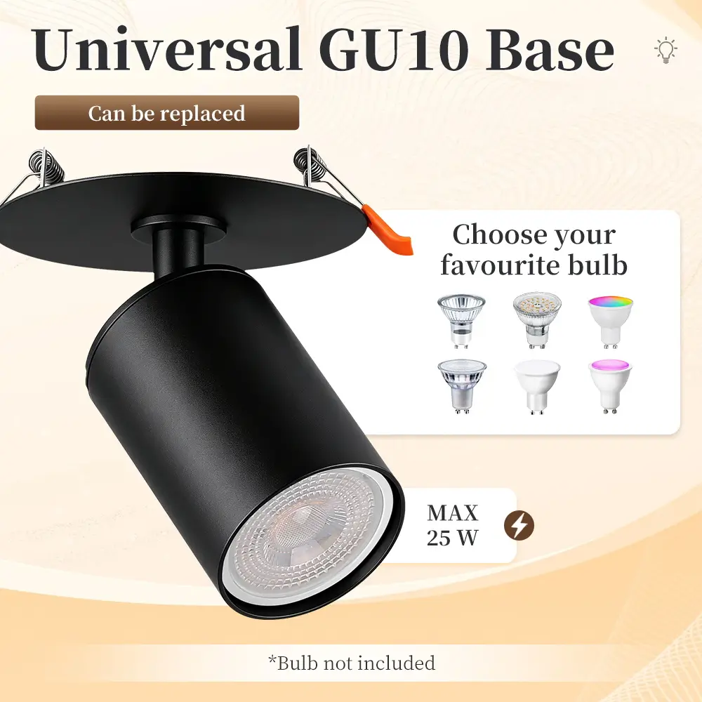 CANMEIJIA Adjustable-Angle Recessed Spotlight (GU10, Bulb Not Included) – Black + WhiteAdjustable-Angle Recessed Spotlight (GU10, Bulb Not Included) – Black + WhiteAdjustable-Angle Recessed Spotlight (GU10, Bulb Not Included) – Black + White