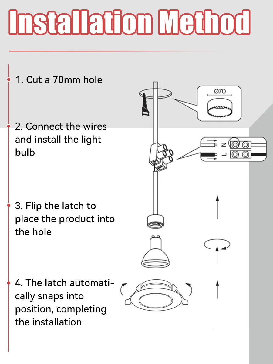 CANMEIJIA  Recessed downlight, GU10 base, metal casing, models 8816/8850/8851 