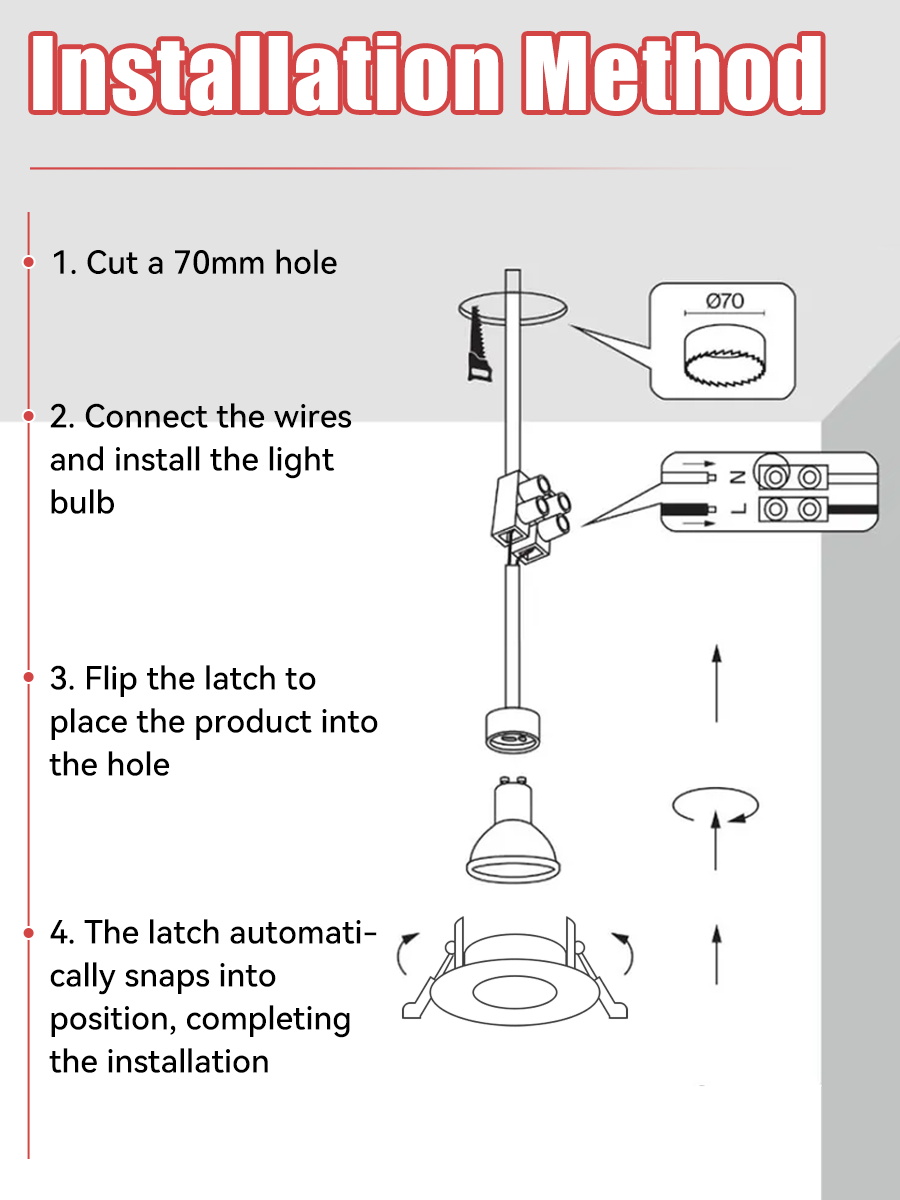 CANMEIJIA  Recessed downlight, GU10 base, metal casing, models 8816/8850/8851 